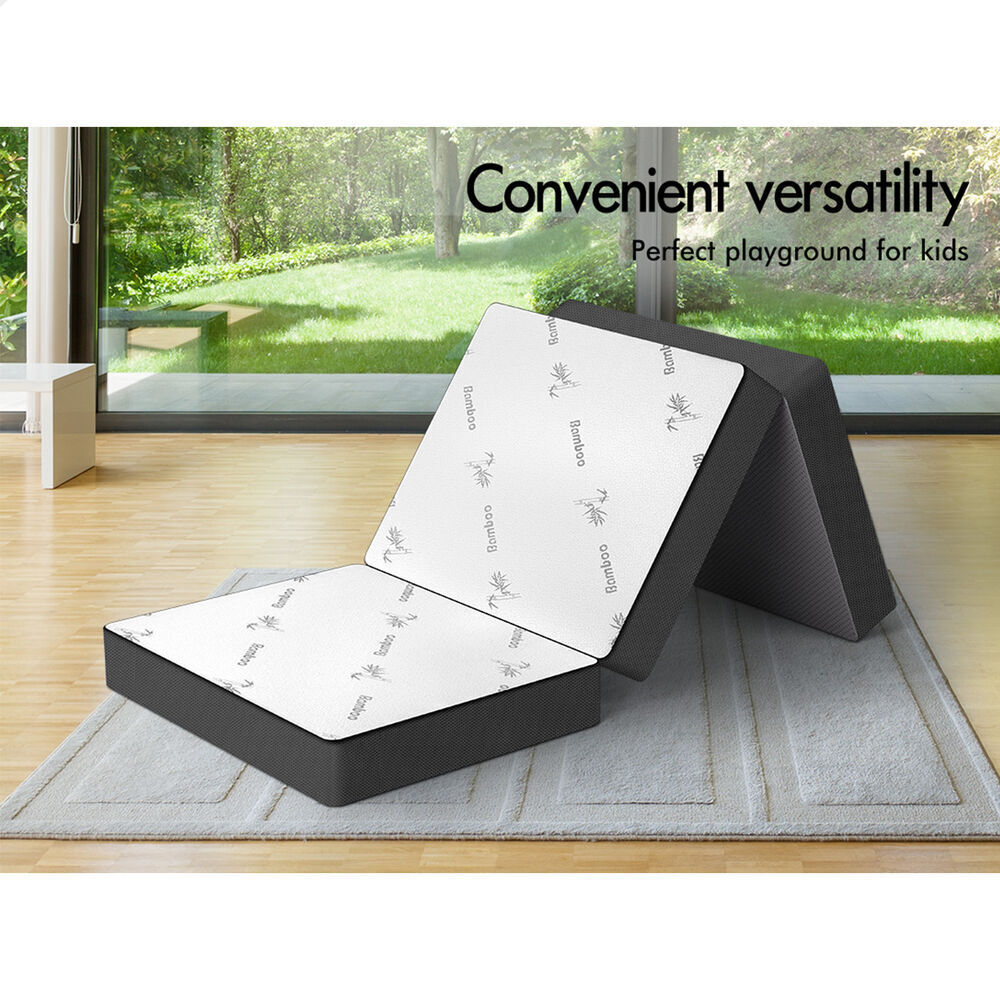 STARRY EUCALYPT Folding Mattress Mesh Bamboo Fabric Foldable Lounge Single