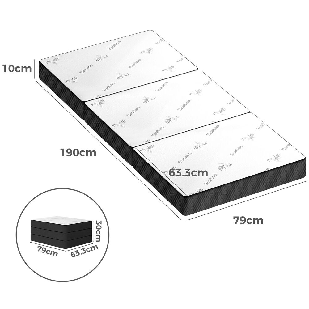 STARRY EUCALYPT Folding Mattress Mesh Bamboo Fabric Foldable Lounge Single