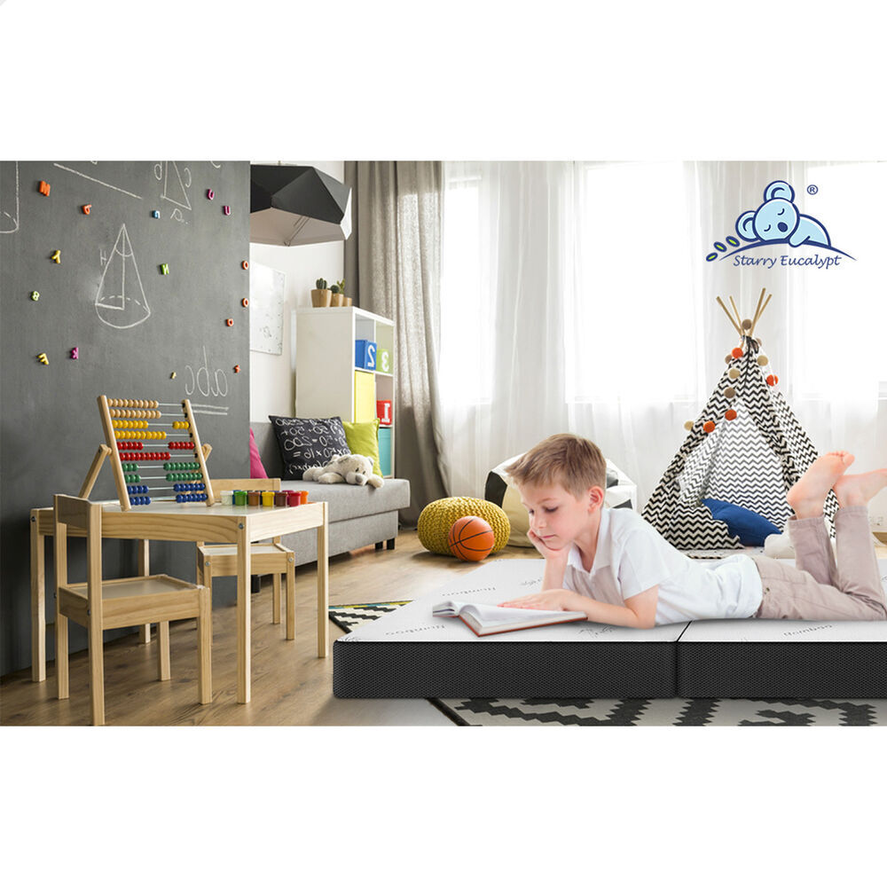 STARRY EUCALYPT Folding Mattress Mesh Bamboo Fabric Foldable Lounge Single