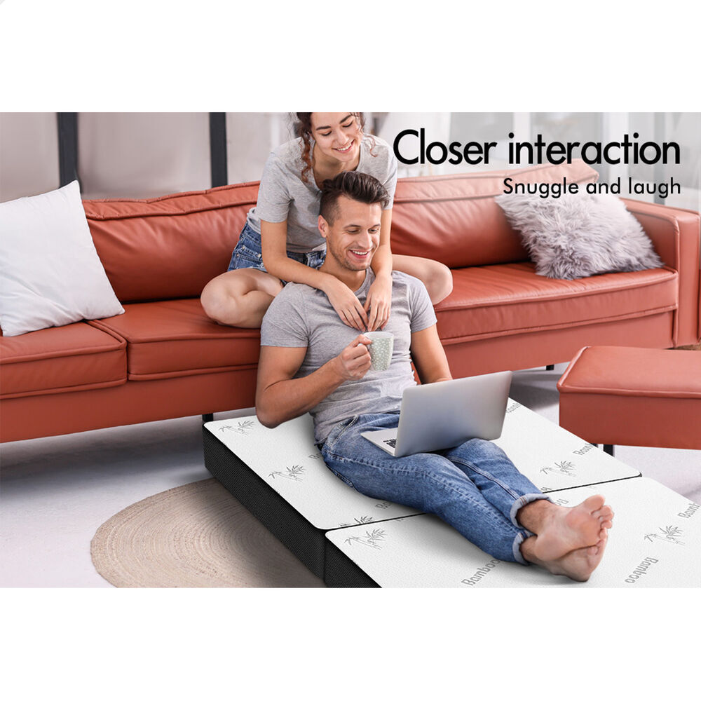 STARRY EUCALYPT Folding Mattress Mesh Bamboo Fabric Foldable Lounge Single