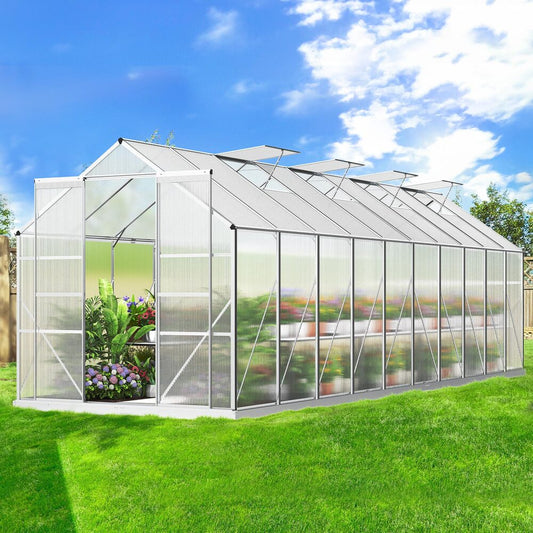 2.4x6.3x2.1M ALFORDSON Greenhouse Aluminium Polycarbonate Garden Storage Shed