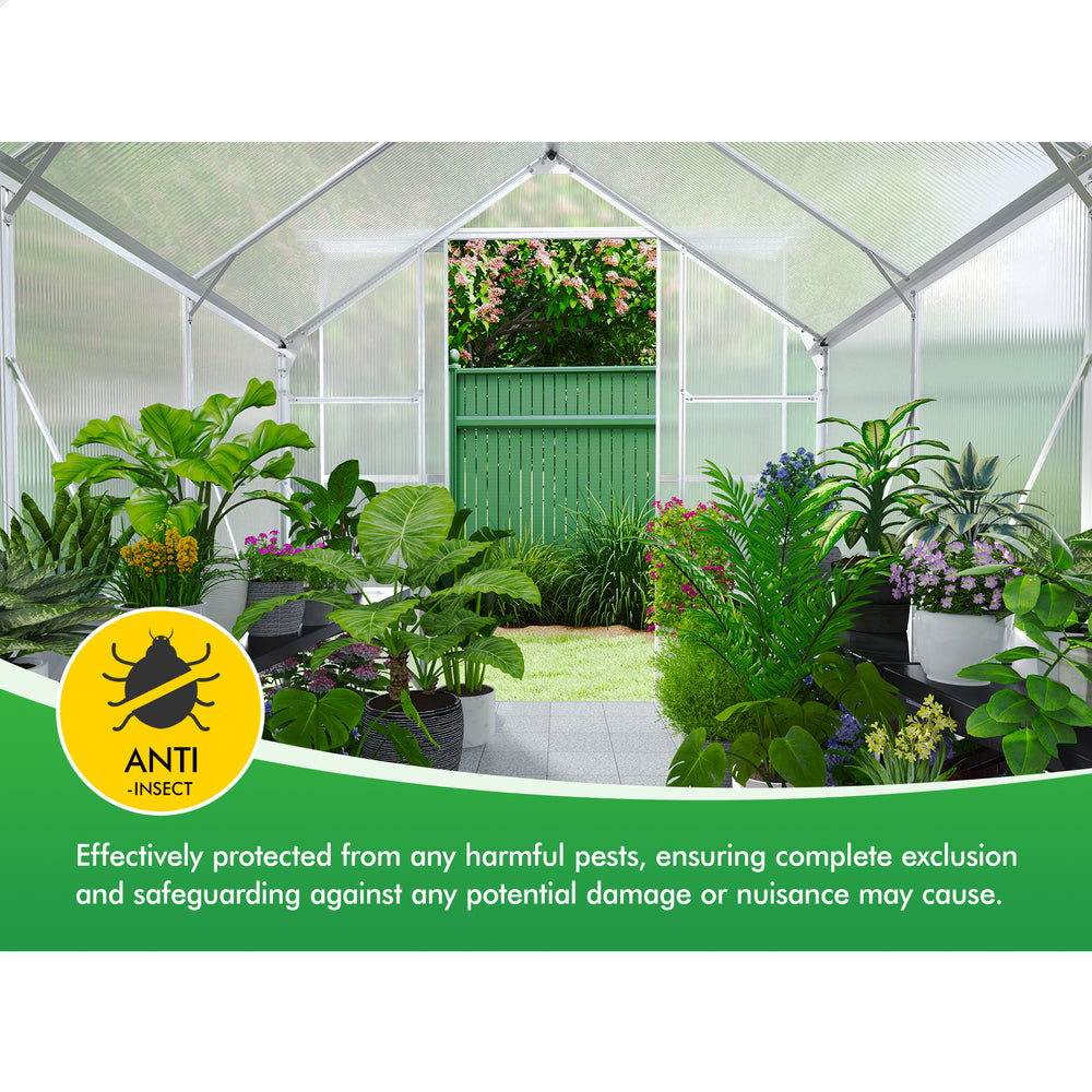 2.4x6.3x2.1M ALFORDSON Greenhouse Aluminium Polycarbonate Garden Storage Shed