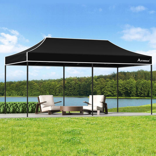 ALFORDSON Gazebo 6x3m Pop Up Marquee 600D Oxford Folding Outdoor Tent Black