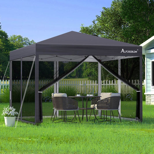 3x3m Gazebo ALFORDSON Pop Up Marquee Outdoor Tent Mesh Wall Grey
