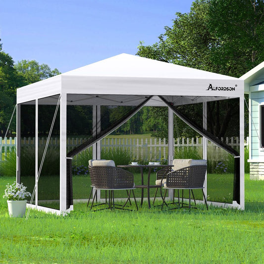 3x3m Gazebo ALFORDSON Pop Up Marquee Outdoor Tent Mesh Wall White