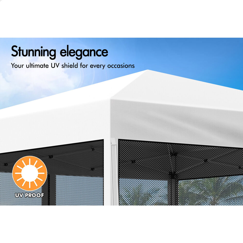 3x3m Gazebo ALFORDSON Pop Up Marquee Outdoor Tent Mesh Wall White