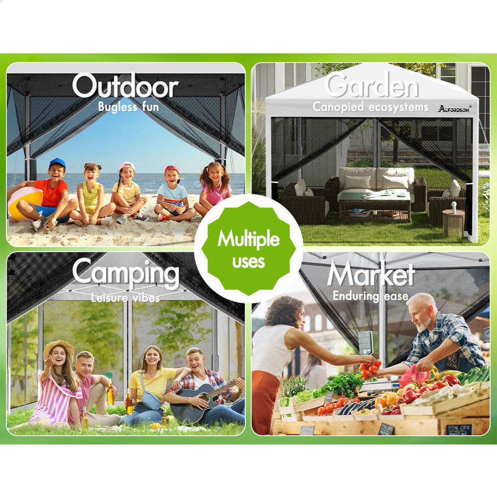 3x3m Gazebo ALFORDSON Pop Up Marquee Outdoor Tent Mesh Wall White