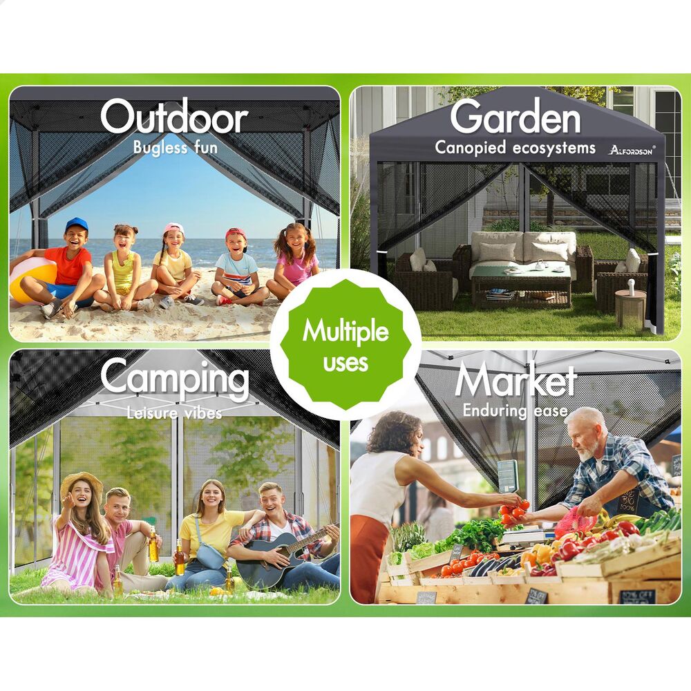 3x6m Gazebo ALFORDSON Pop Up Marquee Outdoor Tent Mesh Wall Grey