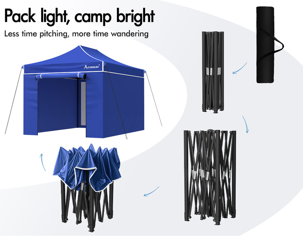 ALFORDSON Gazebo 4.5x3m Pop Up Marquee 600D Oxford Folding Camping Tent Blue