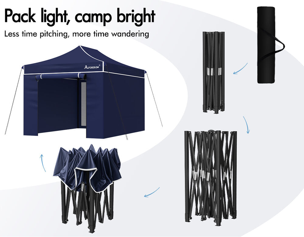 ALFORDSON Gazebo 4.5x3m Pop Up Marquee 600D Oxford Folding Camping Tent Navy