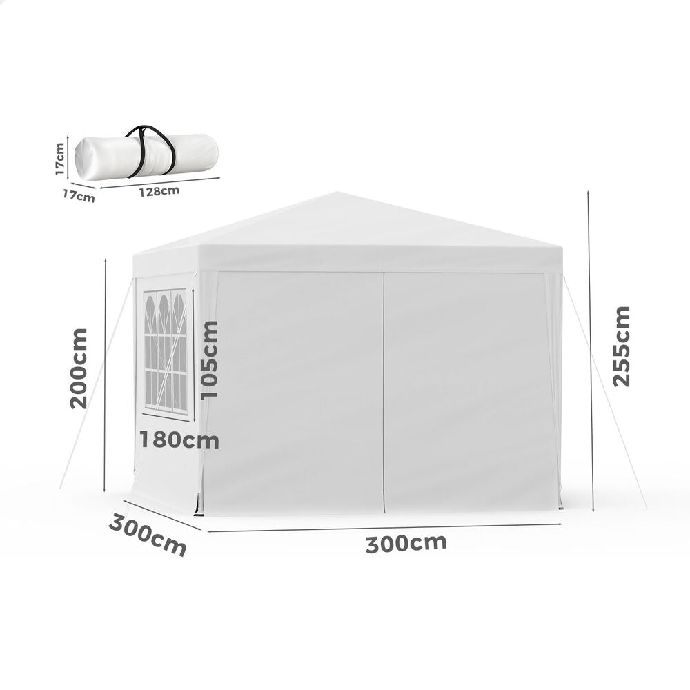 3x3m Gazebo ALFORDSON Outdoor Wedding Party Tent Camping Portable Side Wall White