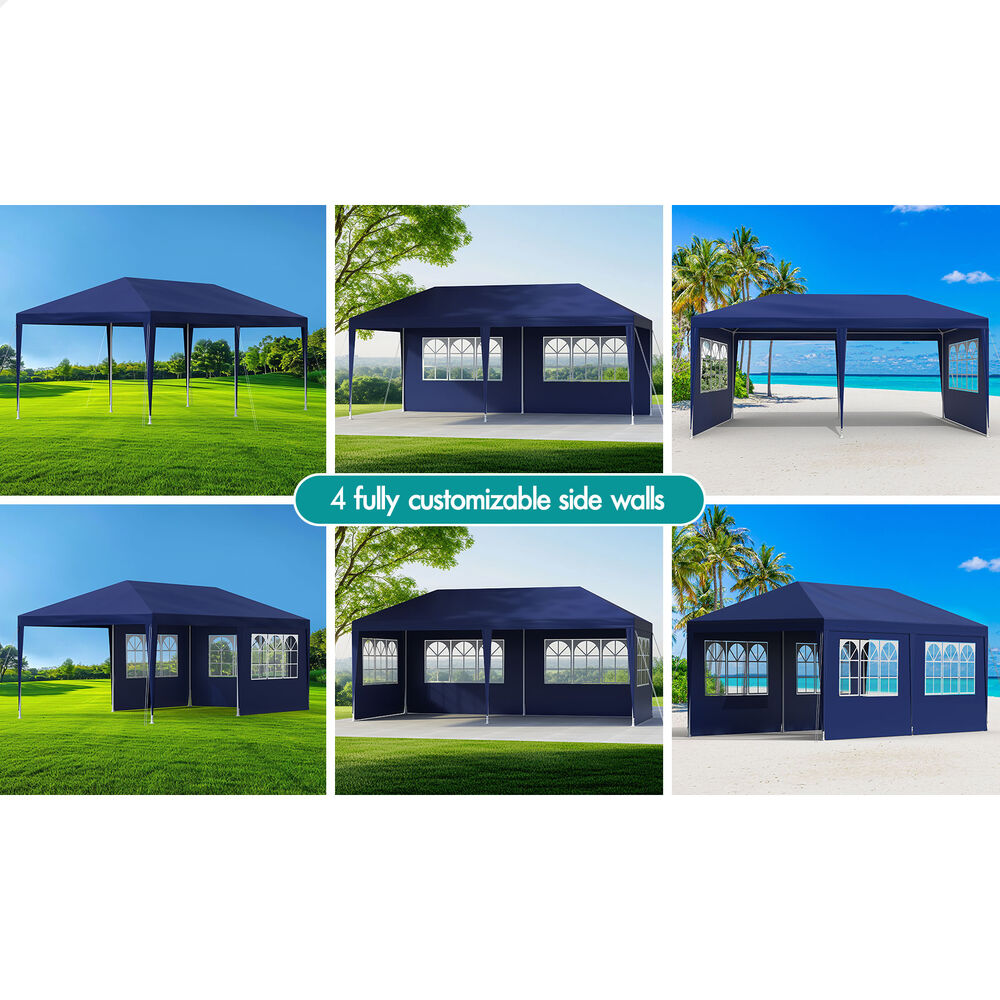 ALFORDSON Gazebo 3x6m Outdoor Wedding Camping Marquee Canopy Portable Blue