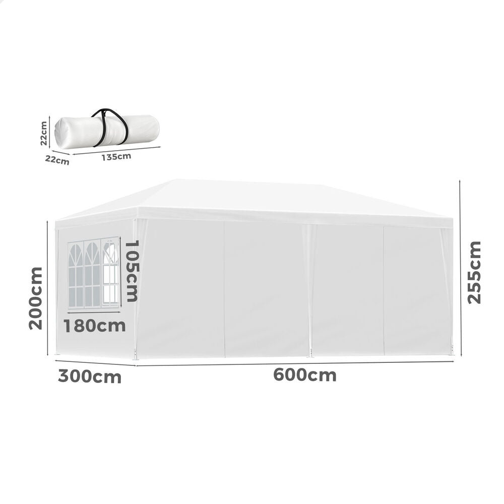 3x6m Gazebo ALFORDSON Marquee Outdoor Party Tent Camping Portable Side Wall White