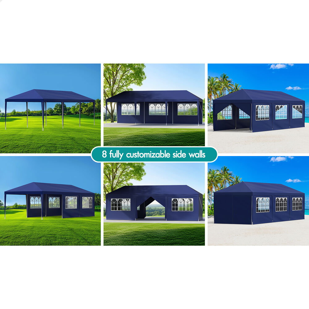 ALFORDSON Gazebo 3x9m Outdoor Wedding Marquee Camping Canopy Portable Blue