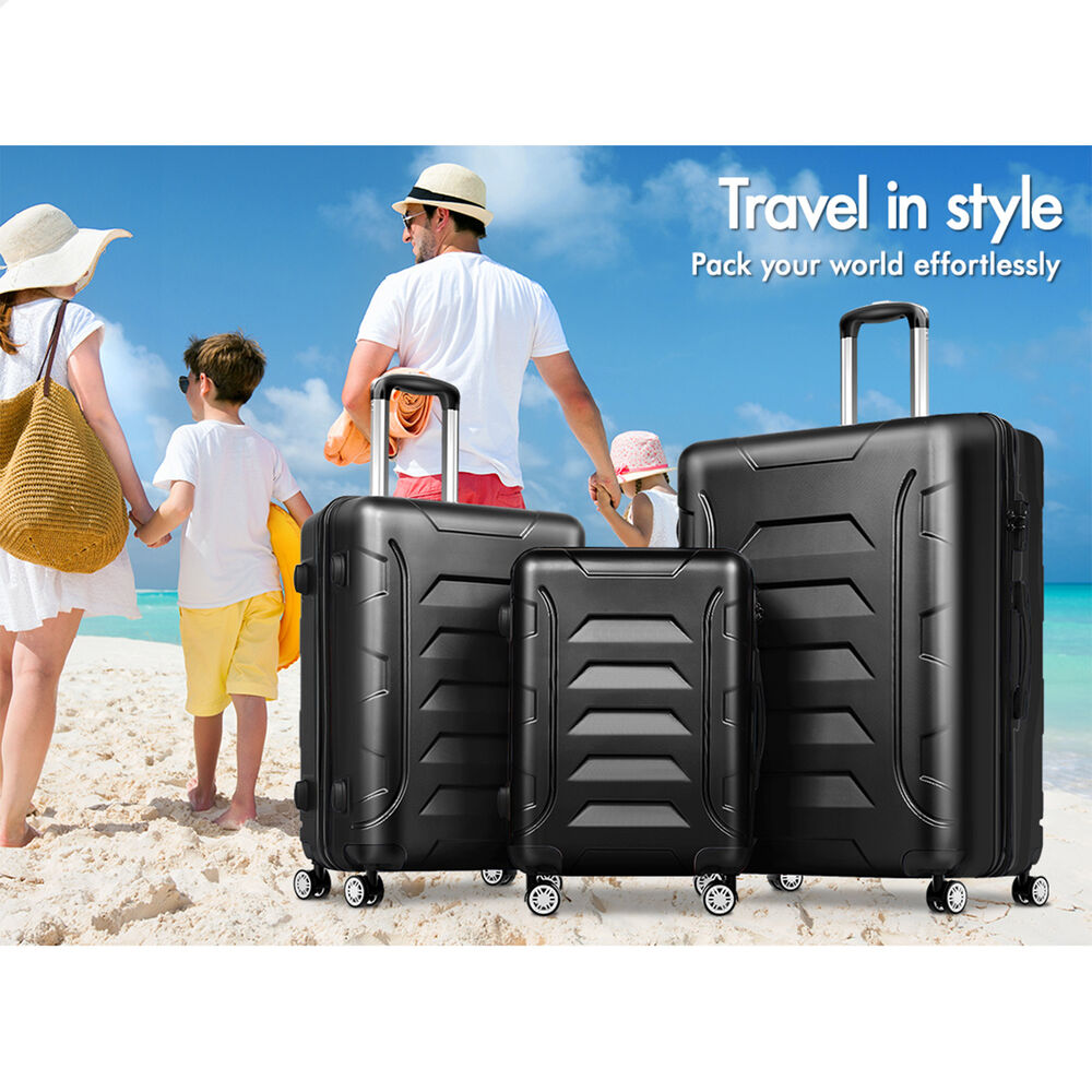 ALFORDSON Luggage 3PCS Set Suitcase Trolley TSA Carry on Hard Case Black