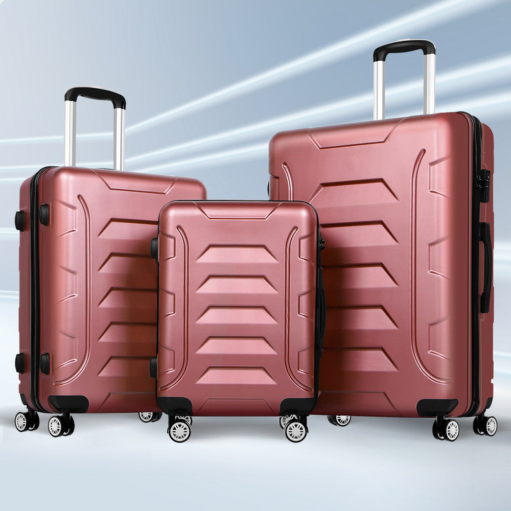ALFORDSON Luggage 3PCS Set Suitcase Trolley TSA Carry on Hard Case Pink