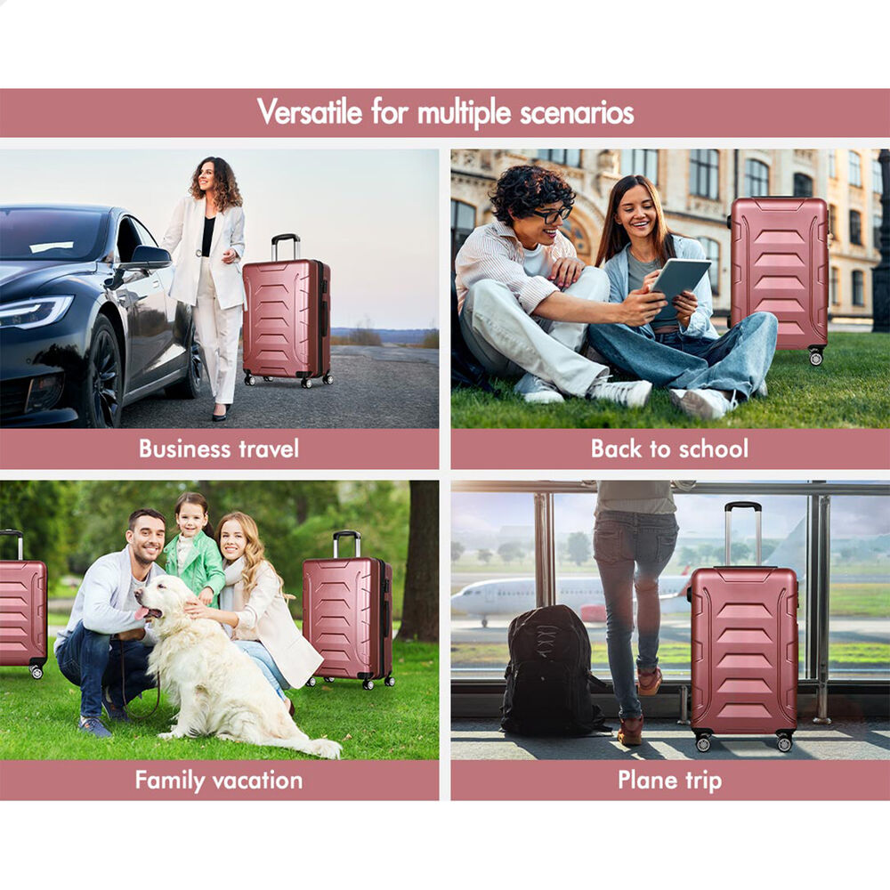 ALFORDSON Luggage 3PCS Set Suitcase Trolley TSA Carry on Hard Case Pink