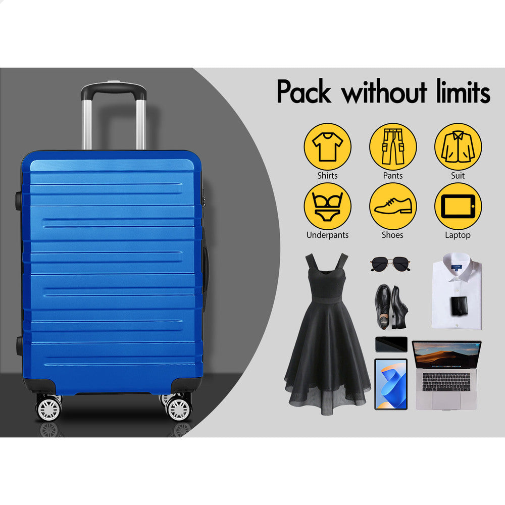 ALFORDSON Luggage 3PCS Set Suitcase Trolley TSA Carry on Hard Case Blue