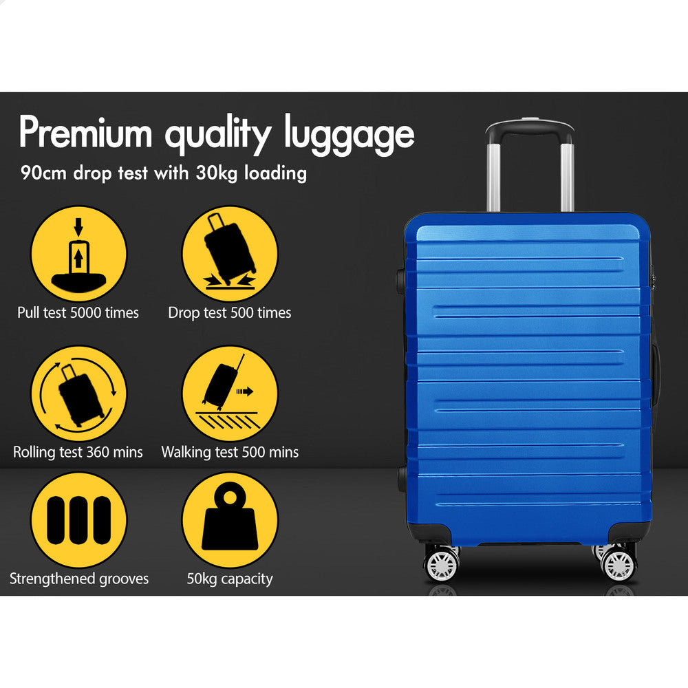 ALFORDSON Luggage 3PCS Set Suitcase Trolley TSA Carry on Hard Case Blue