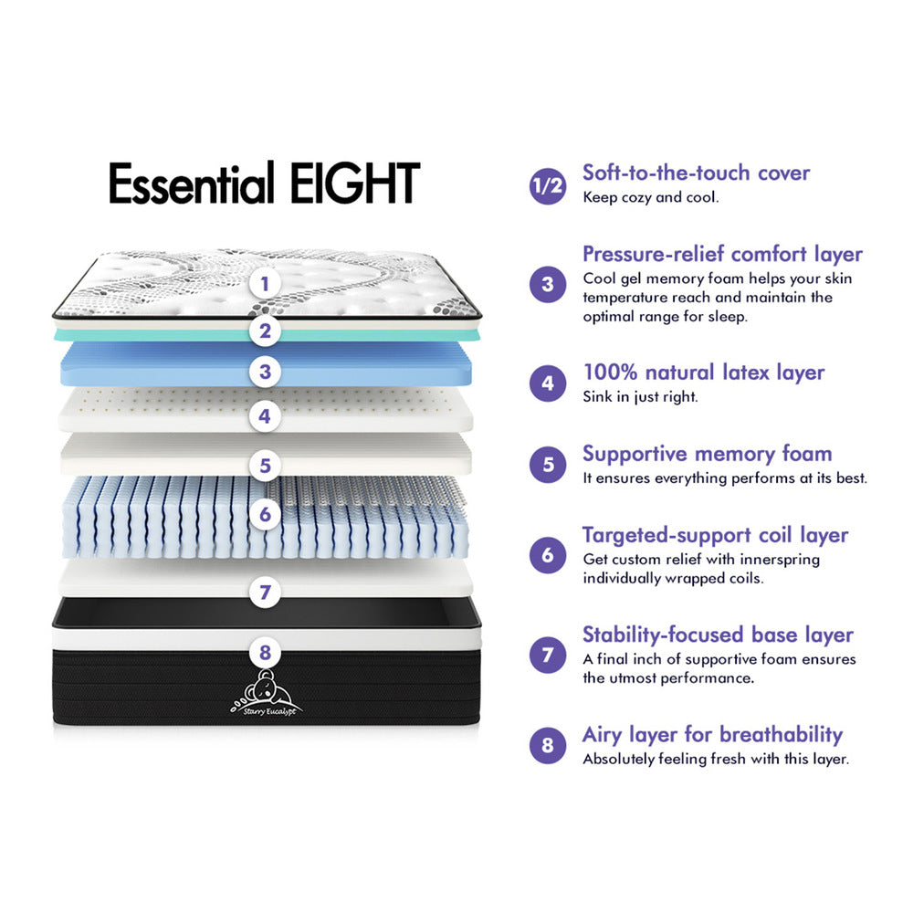 32cm Mattress STARRY EUCALYPT Bedding Cool Gel - Single