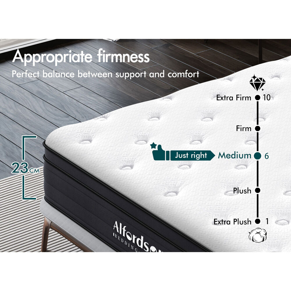 ALFORDSON Mattress King Bed Euro Top Spring Foam Bedding 23CM Medium Firm