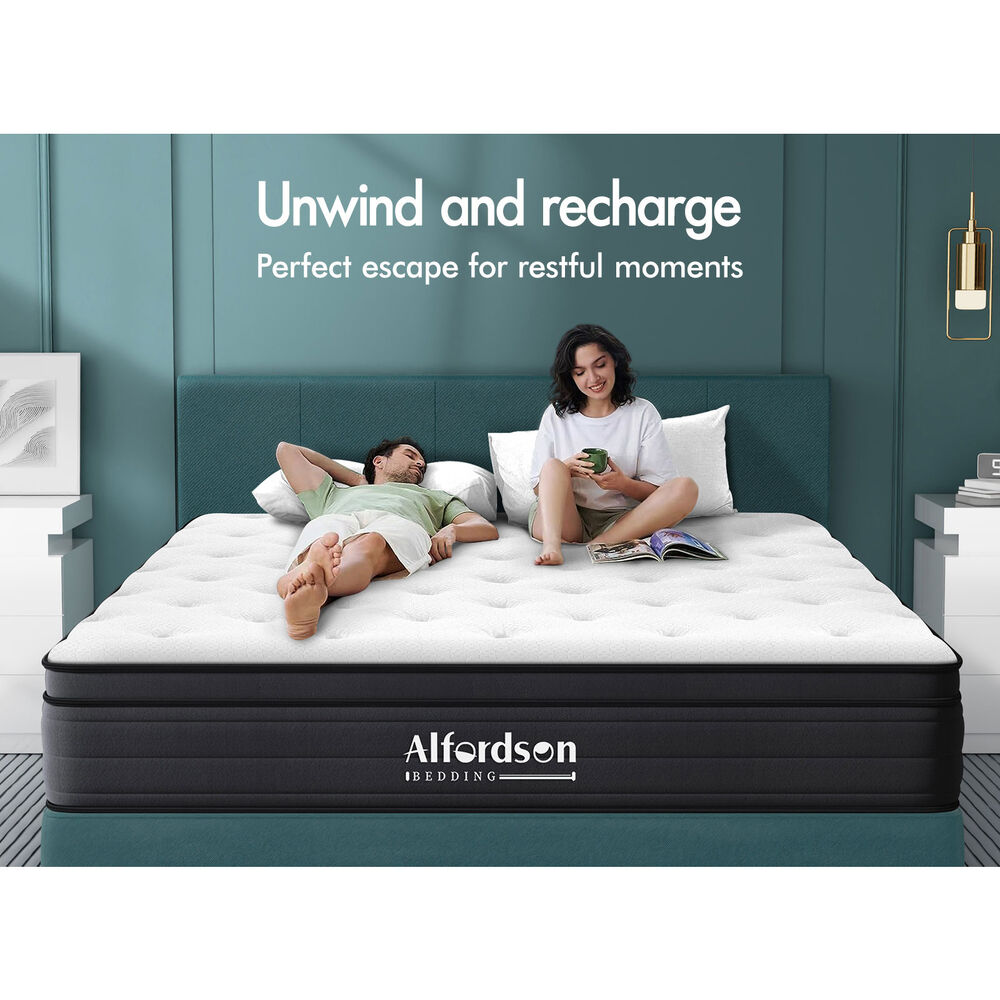 ALFORDSON Mattress Queen Bed Euro Top Spring Foam Bedding 23CM Medium Firm