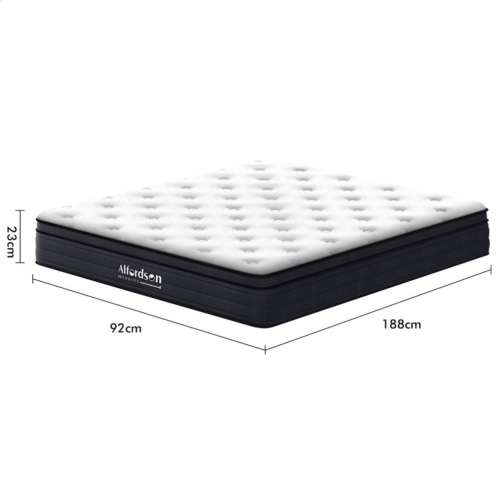 ALFORDSON Mattress Single Bed Euro Top Spring Foam Bedding 23CM Medium Firm