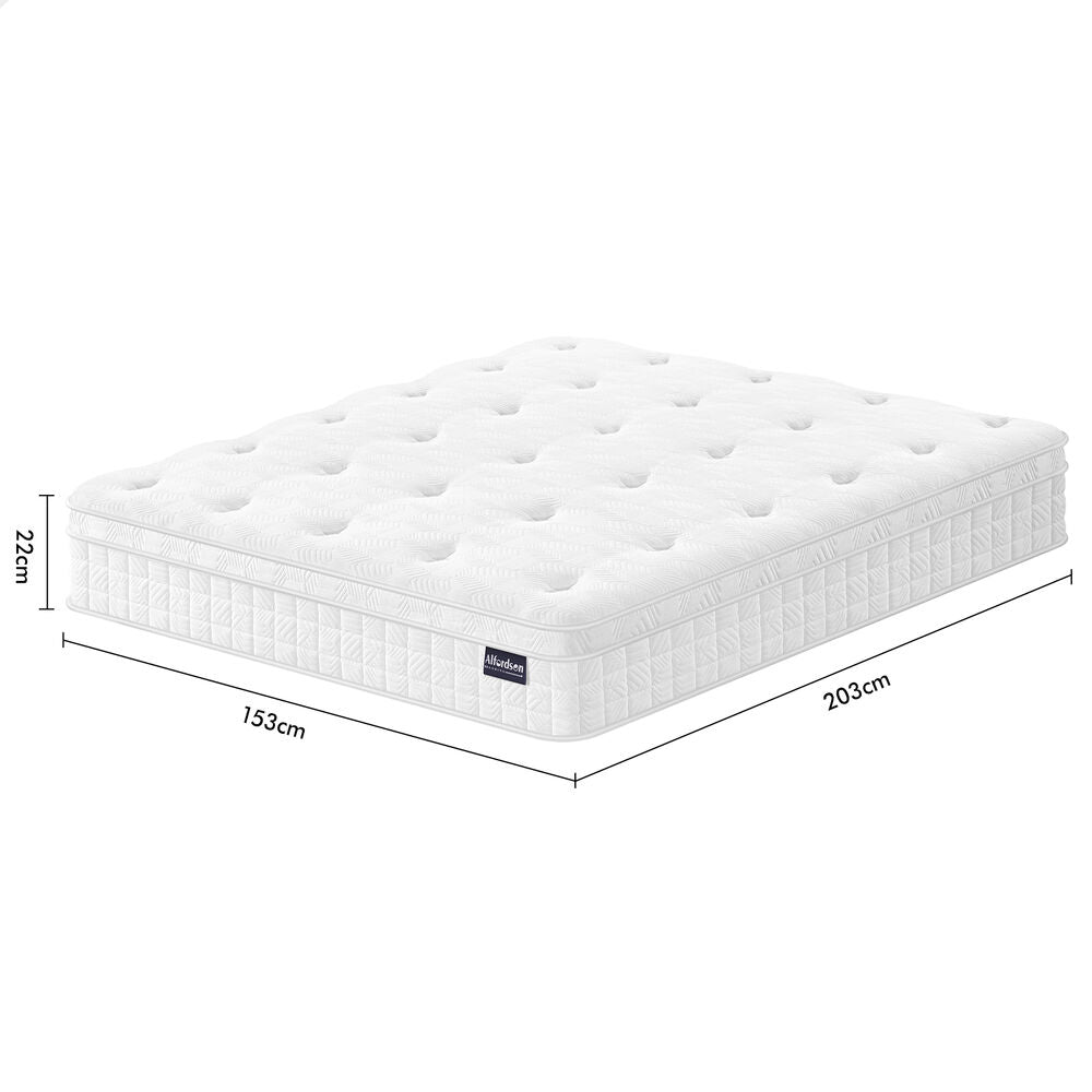 ALFORDSON Mattress 22CM Queen Bed Euro Top Spring Foam Bedding Medium Firm
