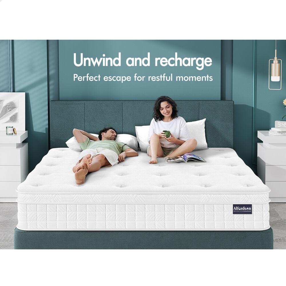 ALFORDSON Mattress 22CM Queen Bed Euro Top Spring Foam Bedding Medium Firm
