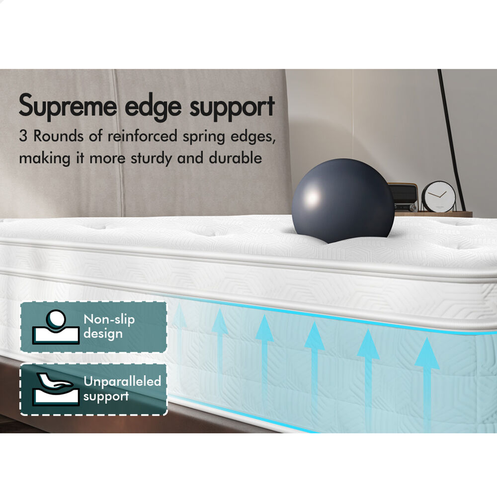 ALFORDSON Mattress 22CM Queen Bed Euro Top Spring Foam Bedding Medium Firm