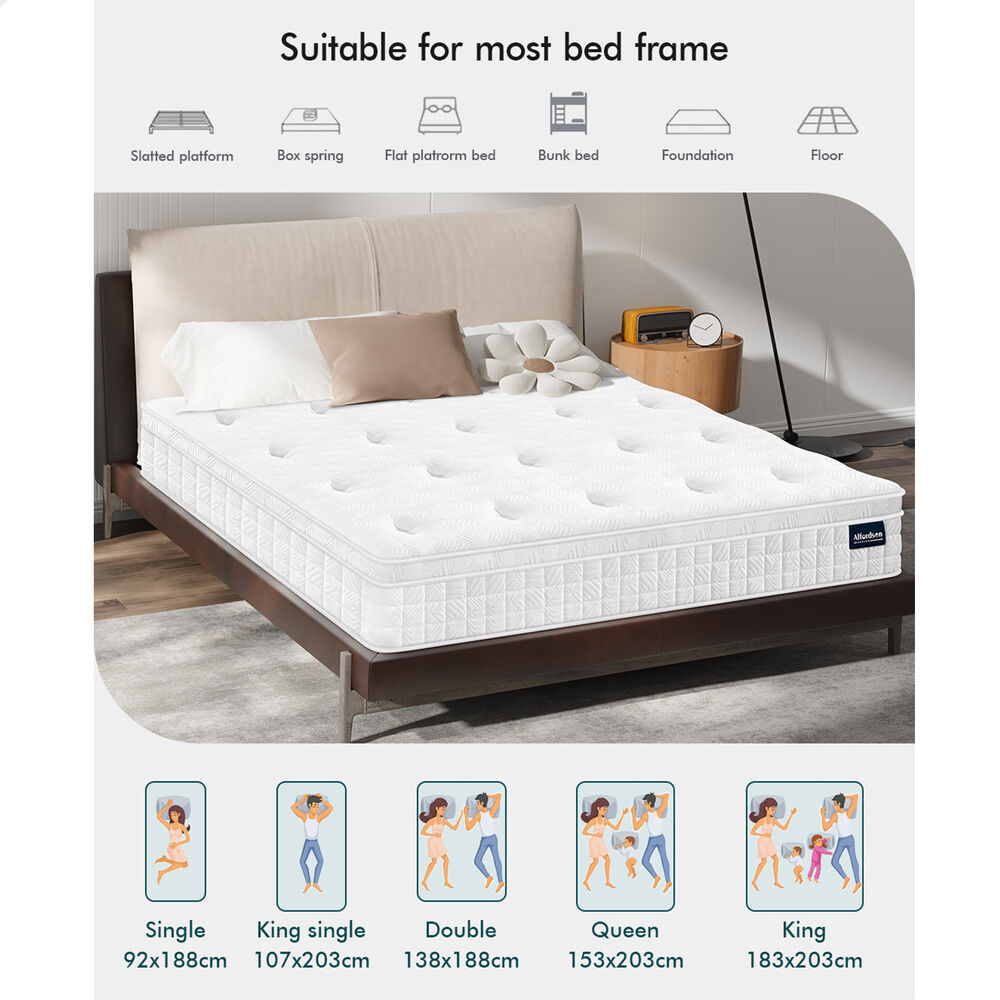 ALFORDSON Mattress 22CM Single Bed Euro Top Spring Foam Bedding Medium Firm
