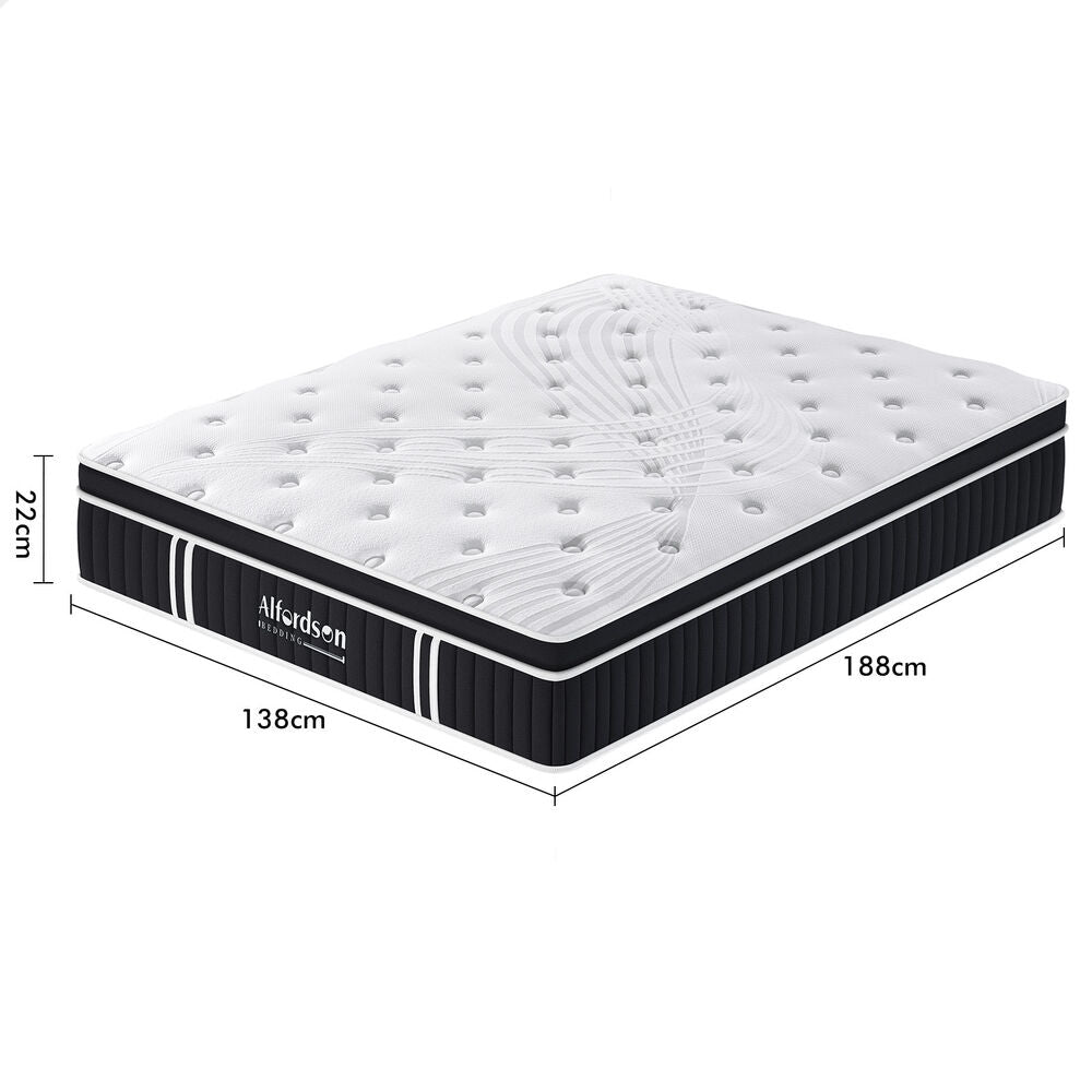 ALFORDSON Mattress Double Bed Euro Top Spring Foam Bedding 22CM Medium Firm
