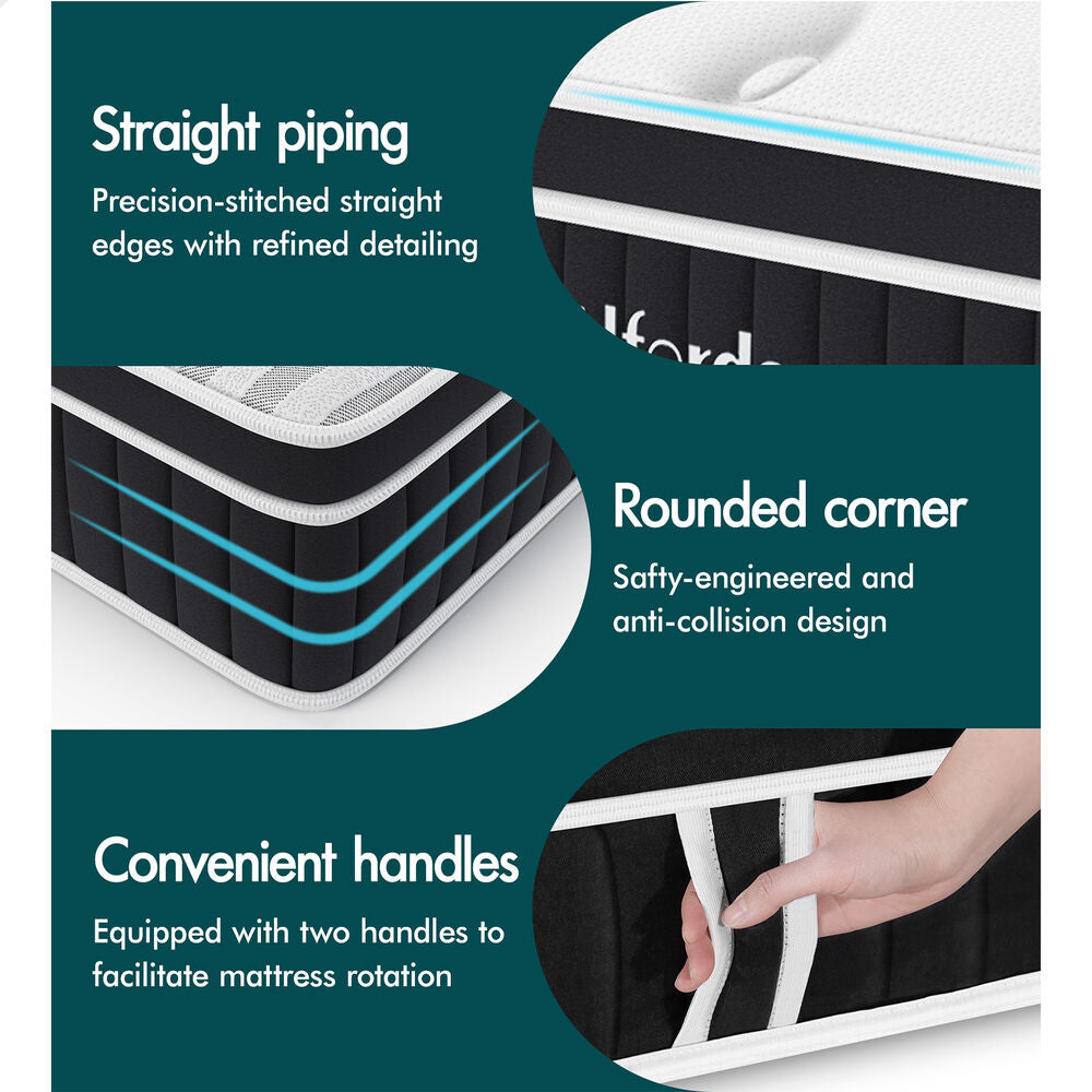 ALFORDSON Mattress King Single Bed Euro Top Spring Foam Bedding 22CM Medium Firm