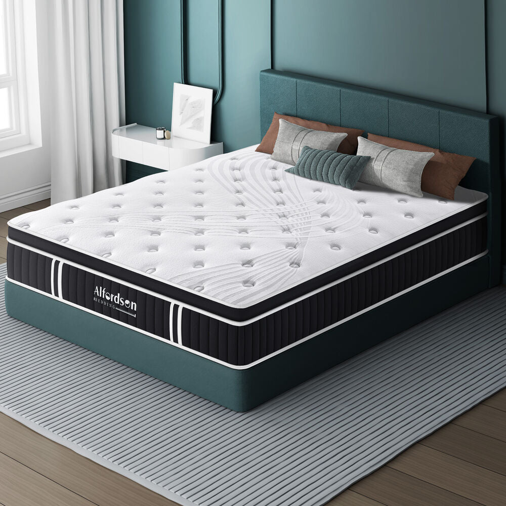 ALFORDSON Mattress Single Bed Euro Top Spring Foam Bedding 22CM Medium Firm
