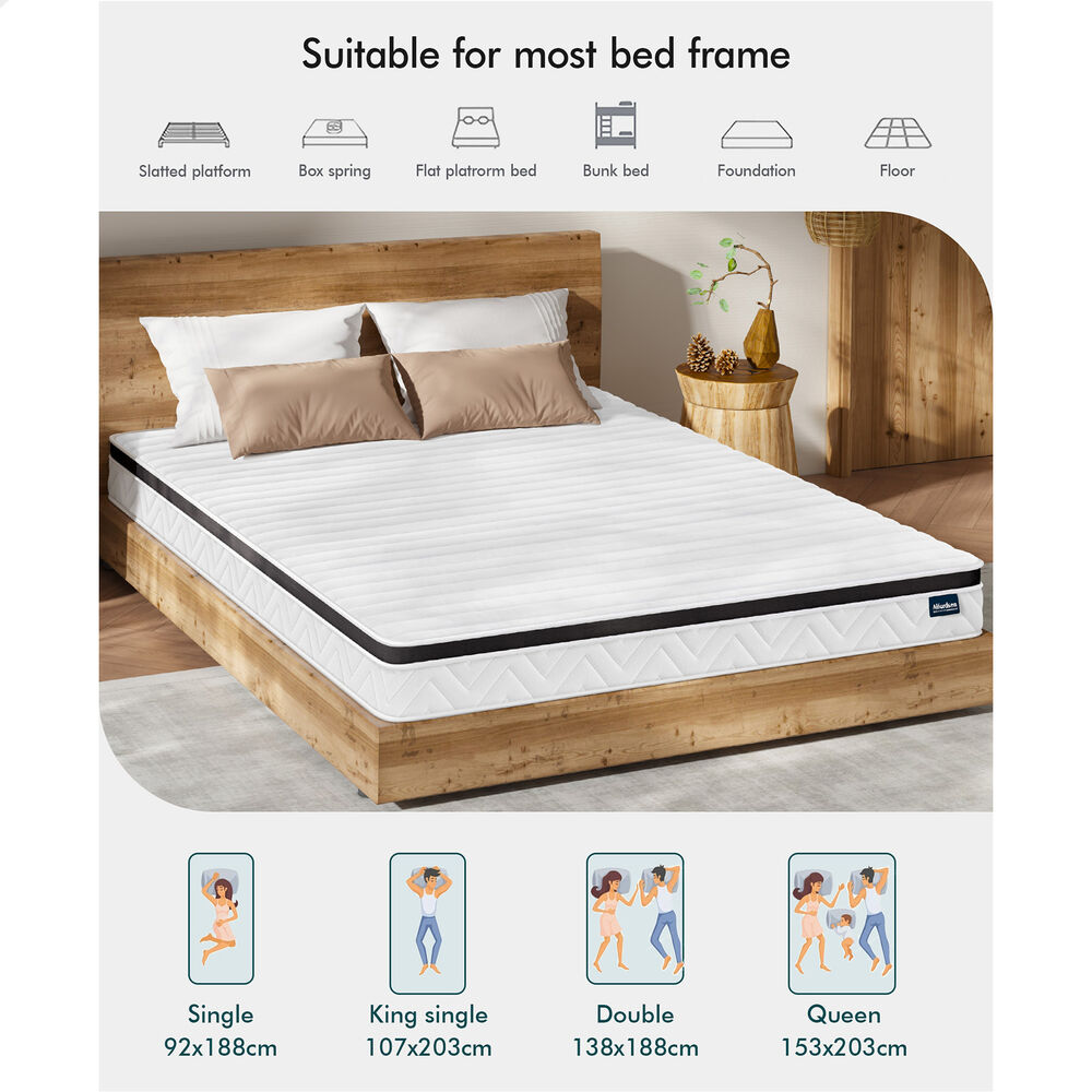 ALFORDSON Mattress 17CM Double Bed Euro Top Spring Foam Bedding Medium Firm