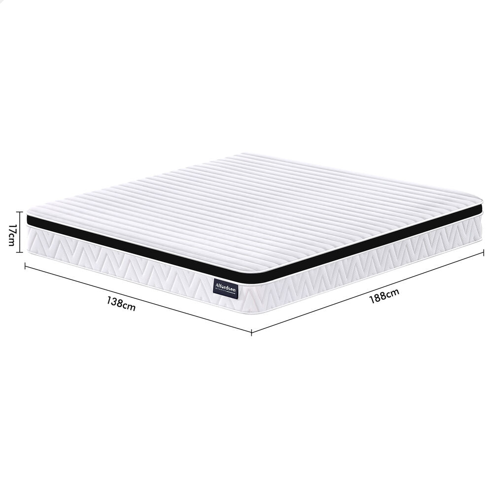 ALFORDSON Mattress 17CM Double Bed Euro Top Spring Foam Bedding Medium Firm