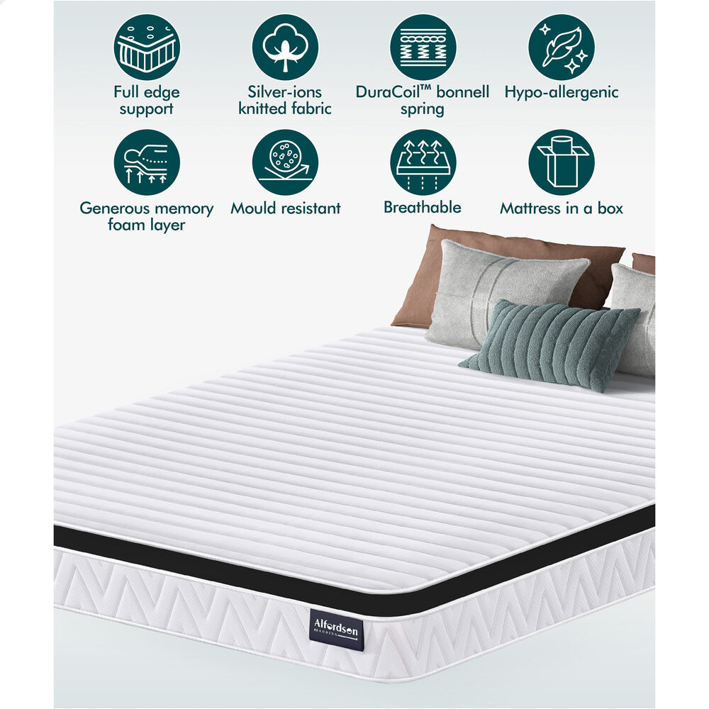 ALFORDSON Mattress 17CM Double Bed Euro Top Spring Foam Bedding Medium Firm