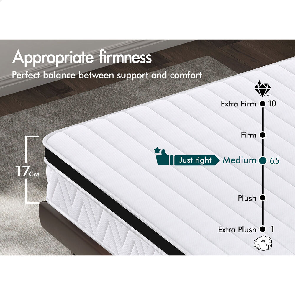 ALFORDSON Mattress 17CM Double Bed Euro Top Spring Foam Bedding Medium Firm