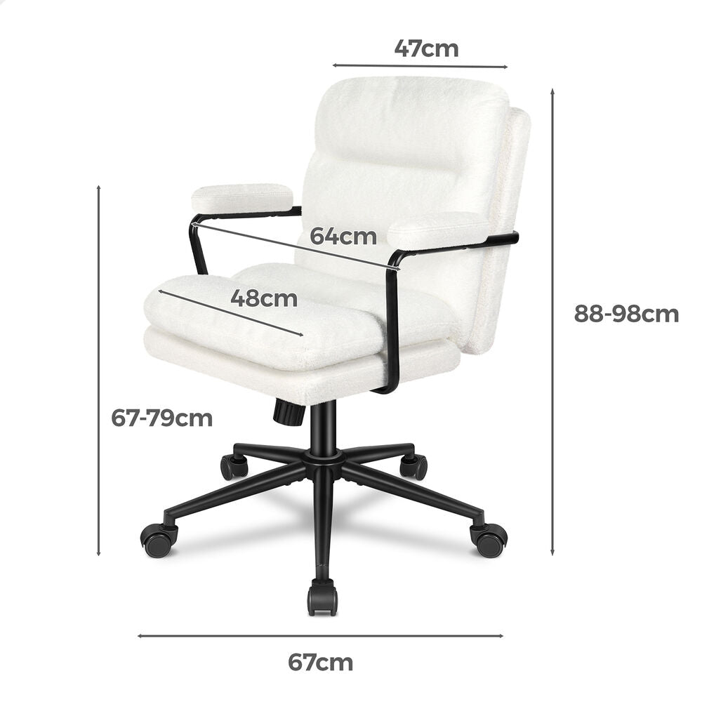 ALFORDSON Office Chair Ergonomic Executive Computer Work Seat Boucle White