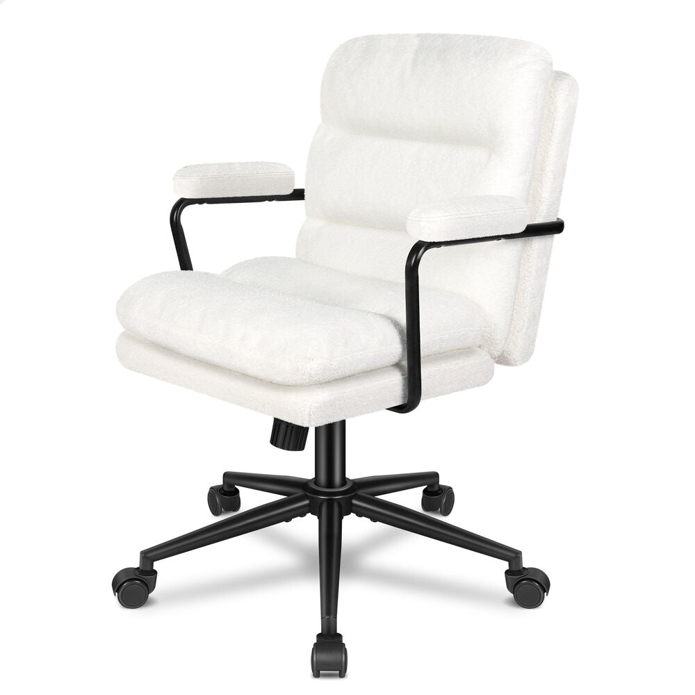 ALFORDSON Office Chair Ergonomic Executive Computer Work Seat Boucle White
