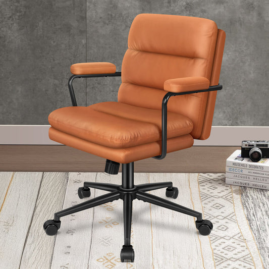 ALFORDSON Office Chair Ergonomic Executive Computer Work Seat Leather Brown