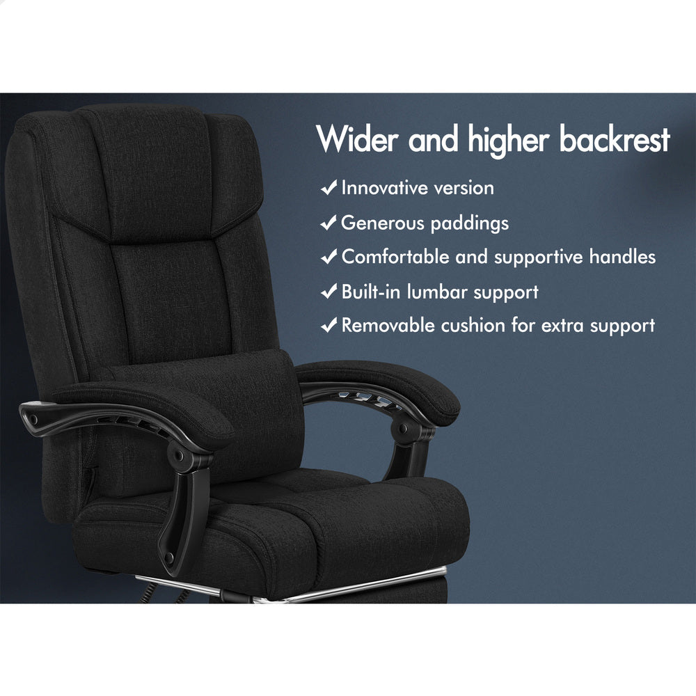 ALFORDSON Office Chair Executive Computer Gaming Fabric Seat Recliner Black