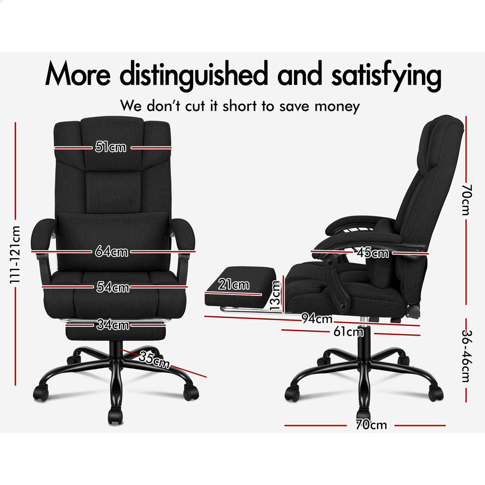 ALFORDSON Office Chair Executive Computer Gaming Fabric Seat Recliner Black