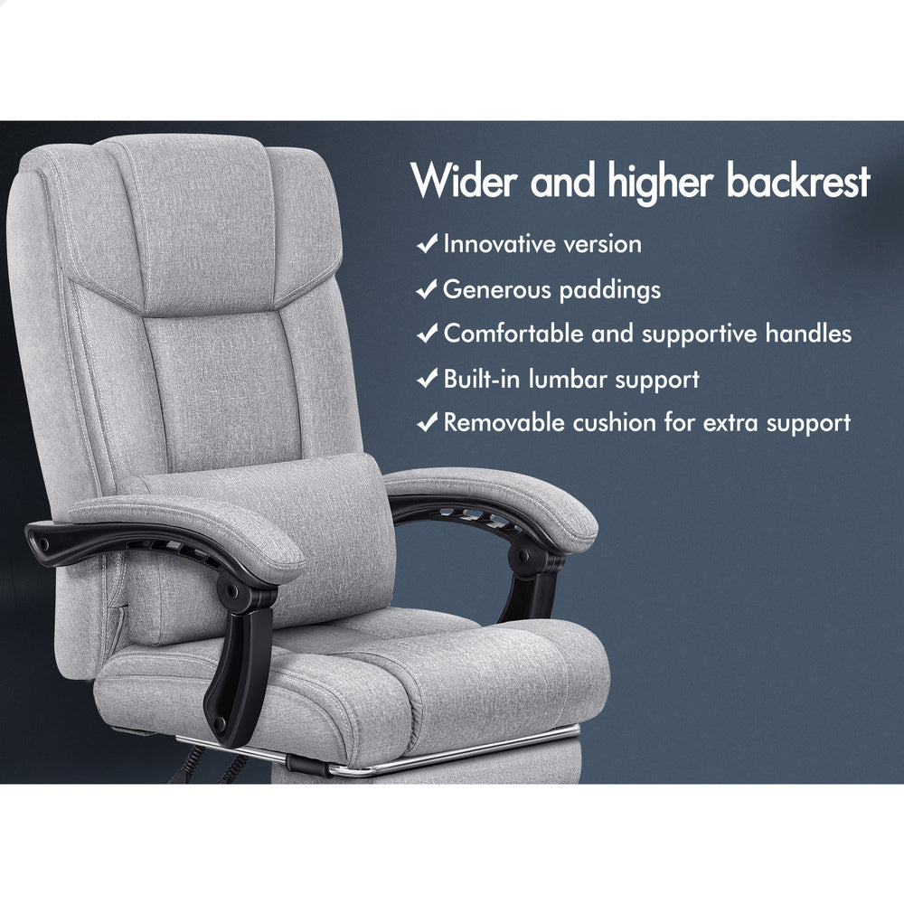 ALFORDSON Office Chair Executive Computer Gaming Fabric Seat Recliner Grey