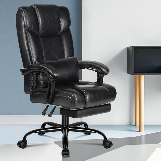 ALFORDSON Office Chair Executive Computer Gaming PU Leather Seat Recliner Black