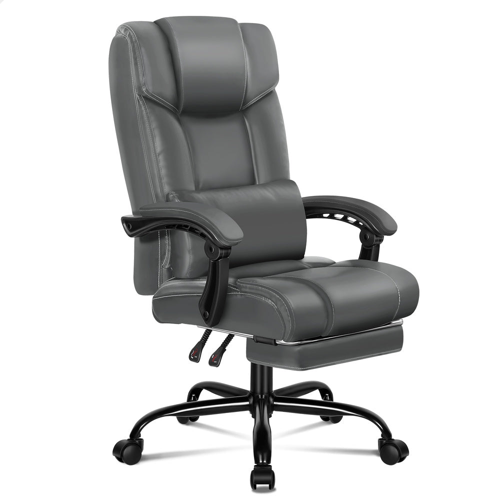ALFORDSON Office Chair Executive Computer Gaming PU Leather Seat Recliner Grey