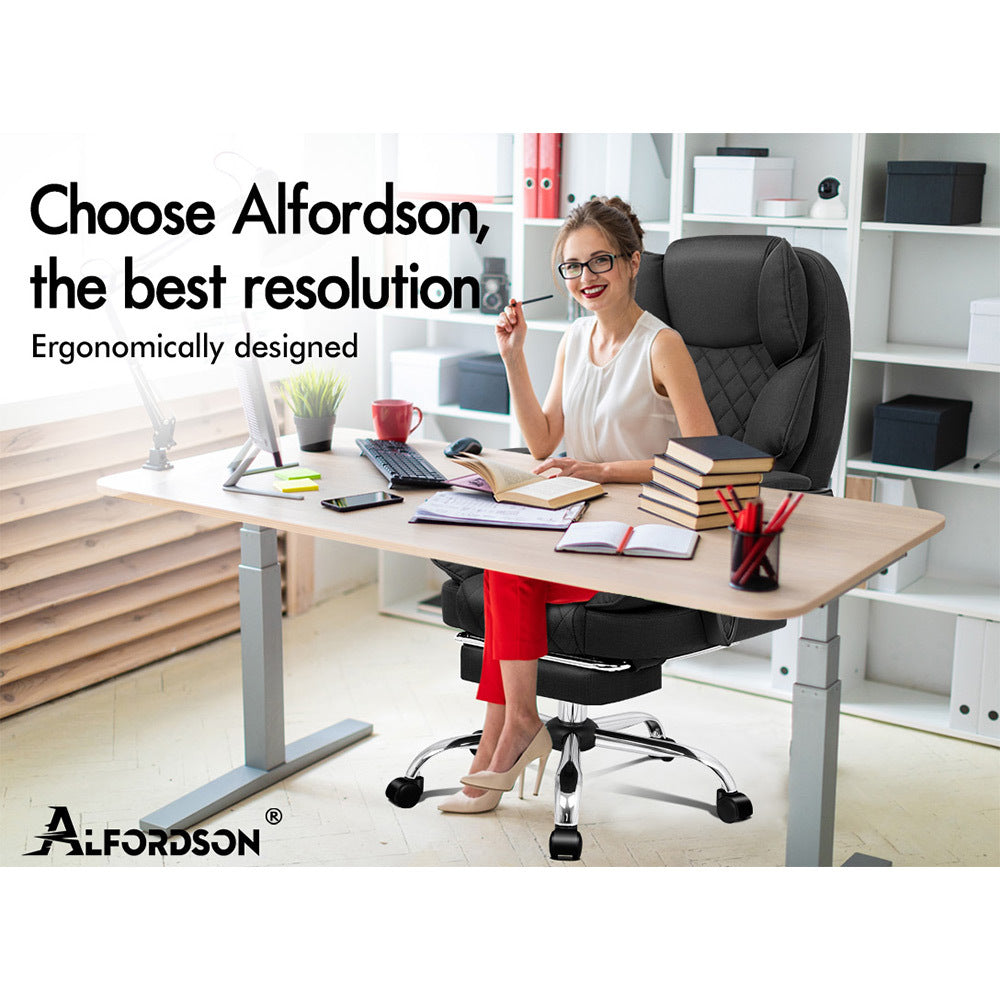 ALFORDSON Office Chair Gaming Executive Seat Computer Racer Fabric Recliner