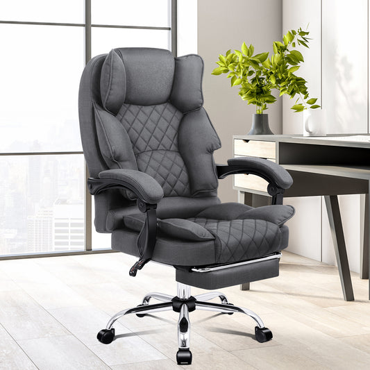 ALFORDSON Office Chair Gaming Executive Seat Computer Racer Fabric Recliner Grey