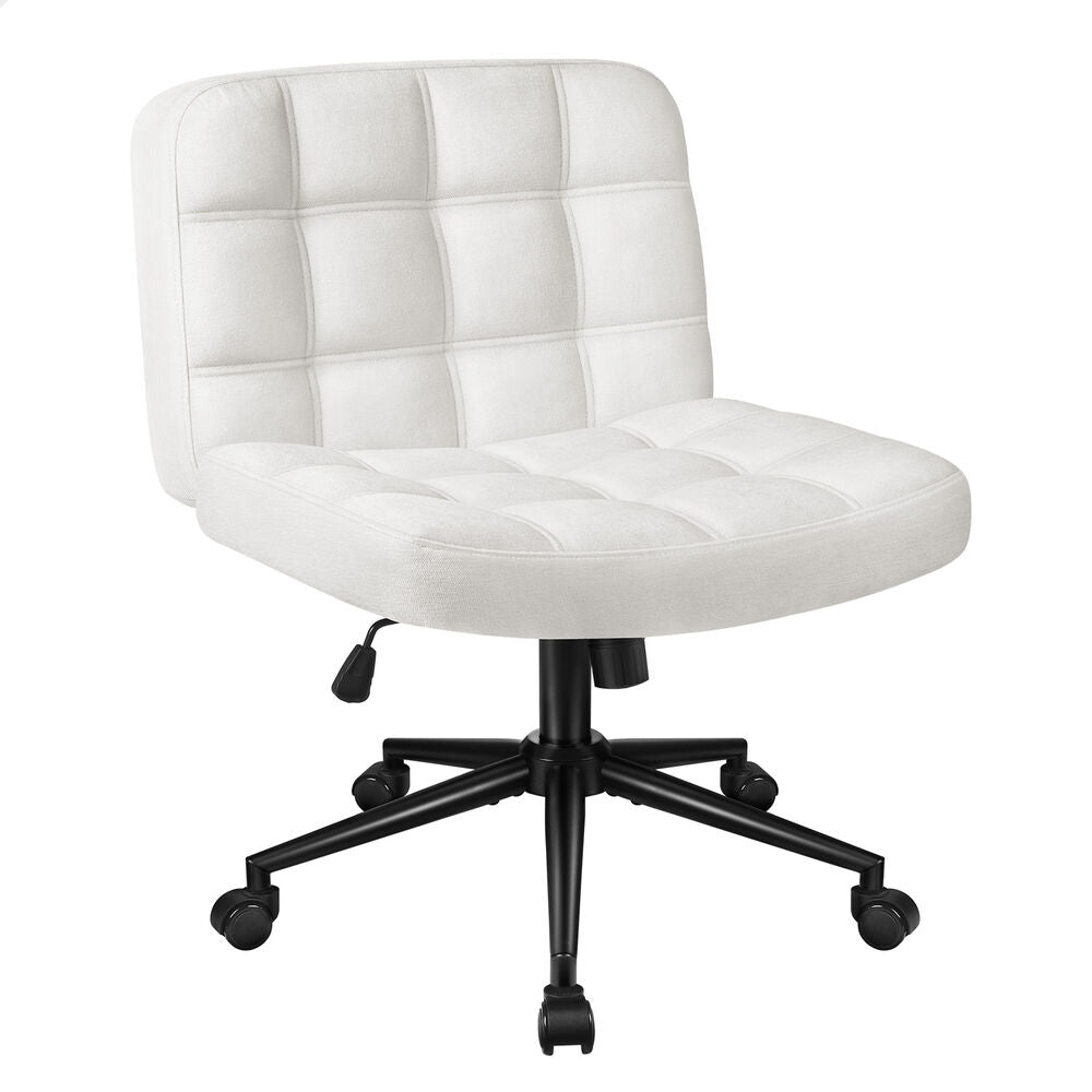 ALFORDSON Office Desk Chair Computer Armless Wide Seat Mid Back Chenille White