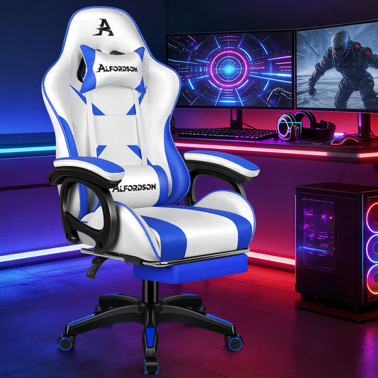 ALFORDSON Gaming Office Chair Racing Massage Computer Seat Footrest Leather